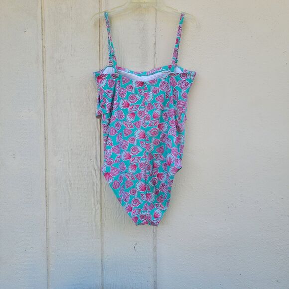 Carribean Joe tiered onepiece swimsuit  size 12 seashell print coastal - Picture 2 of 4